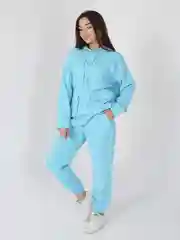 Голубой костюм женский, спортивный, вельветовый