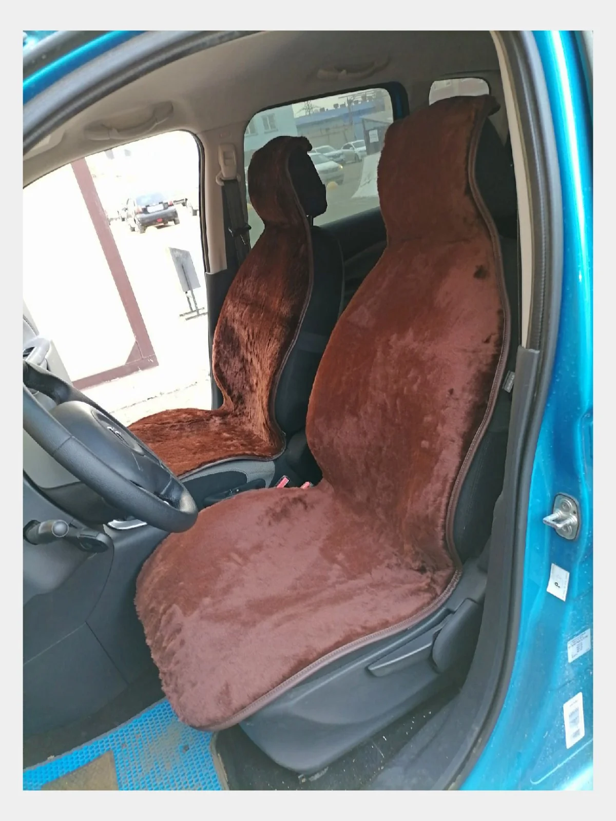 Коричневый меховые накидки на сиденье автомобиля экомутон, Силиконовый подклад, 1 шт