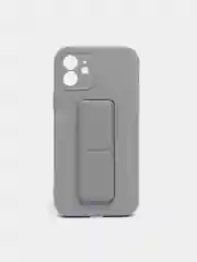 Серый меланж чехол для iPhone 12 / 12 Pro / 12 Pro Max, силиконовый с магнитным держателем-подставкой