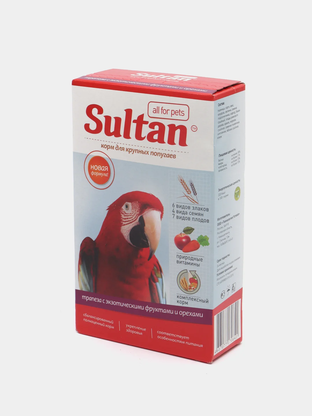Корм Sultan для крупных попугаев "Трапеза с экзотическими фруктами и орехами", 400 г