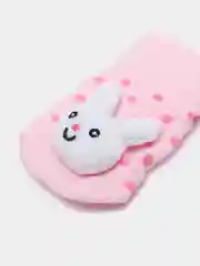 Розовый носочки для новорожденных с игрушкой, детские нескользящие носки для малышей