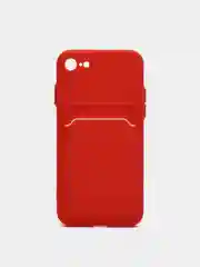 Красный чехол для iPhone 11, 12, 13, Pro, Max, 7, 8, Plus, с карманом для карт, защита камеры