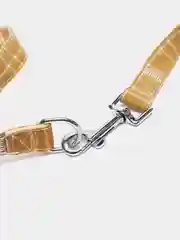 Желтый мягкая шлейка - ошейник тканевая с поводком и рисунком в клетку для собак, кошек, животных