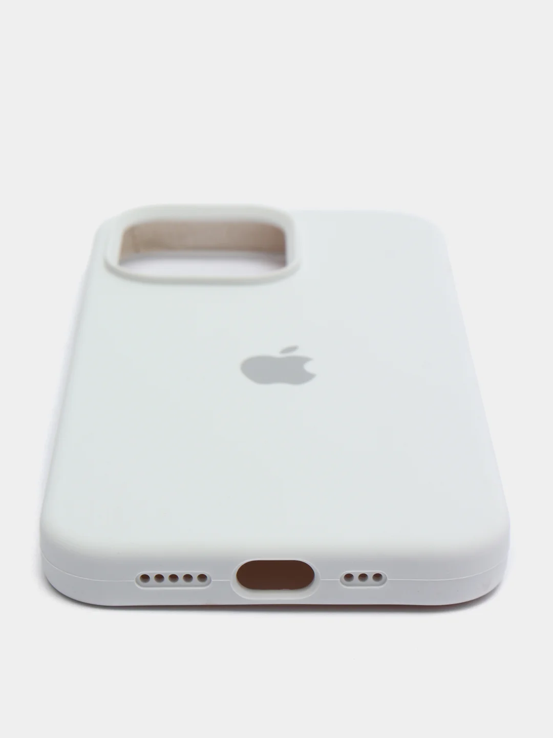 Белый чехол iPhone 13 Pro 6.1" Силиконовый с логотипом (Silicone Case) Закрытый низ