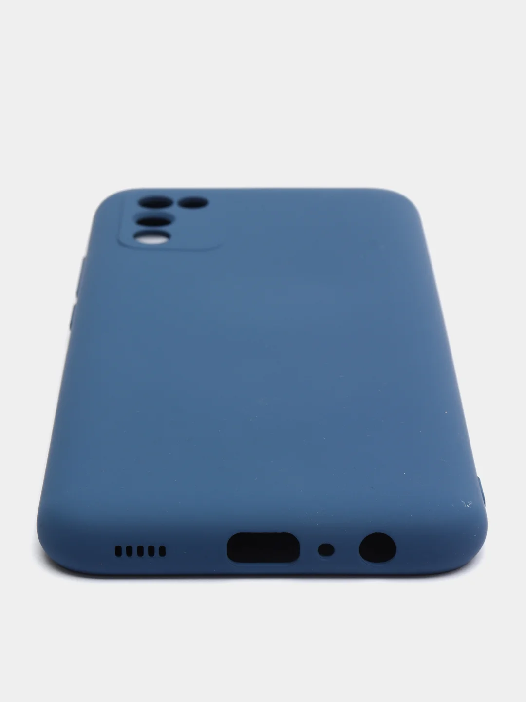 Темно-синий чехол для Samsung A02S / A025F, силиконовый, противоударный, матовый, с бархатом внутри