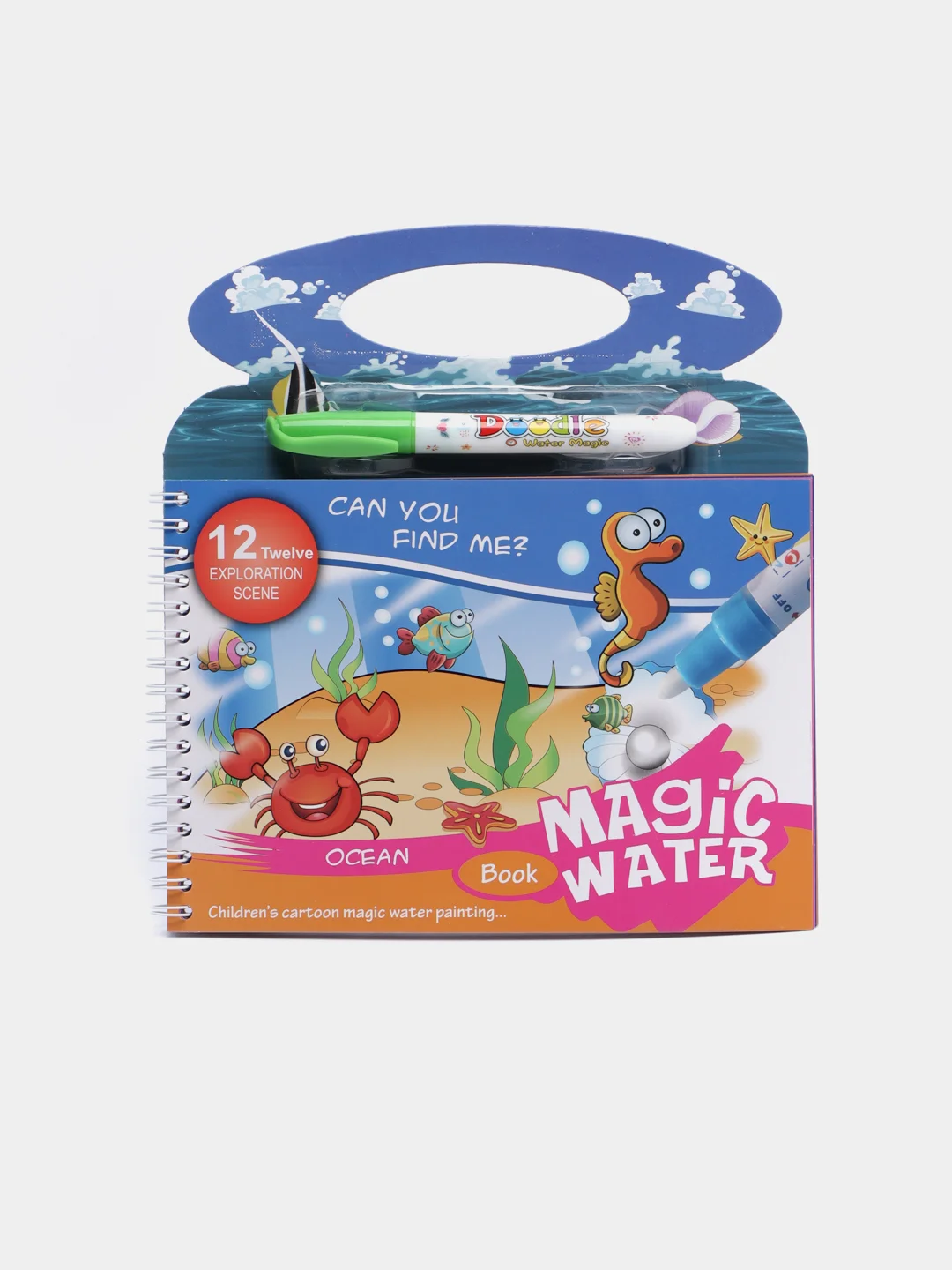 Голубой многоразовая Водная раскраска Magic-Water + водный Маркер в комплекте