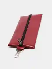 Алый ключница на молнии большого размера, экокожа, 17,5*8,5 см