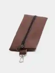 Тёмно-коричневый ключница на молнии большого размера, экокожа, 17,5*8,5 см