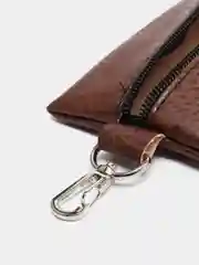 Тёмно-коричневый ключница на молнии большого размера, экокожа, 17,5*8,5 см
