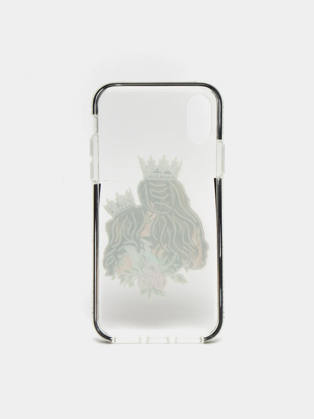 Серебряный чехол Apple iPhone X / Xs прозрачный плотный с рисунком и цветной рамкой