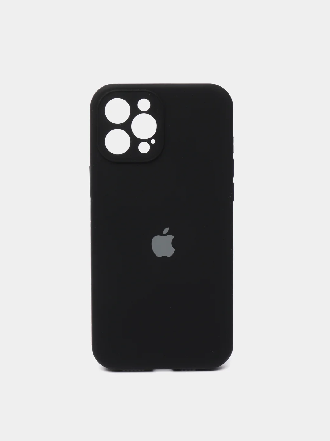 Черный чехол Silicone Case для iPhone 12 Pro Max с логотипом закрытый низ