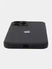 Черный чехол Silicone Case для iPhone 12 Pro Max с логотипом закрытый низ
