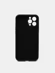Черный чехол Silicone Case для iPhone 12 Pro Max с логотипом закрытый низ