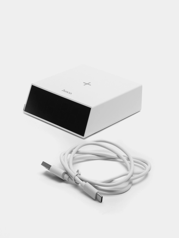 Часы будильник с функцией беспроводной зарядки Hoco DCK1 10W
