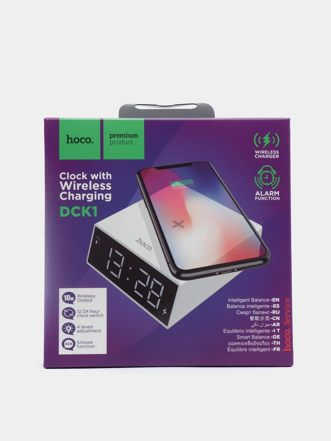 Часы будильник с функцией беспроводной зарядки Hoco DCK1 10W