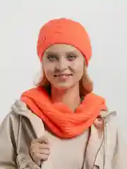 Алый комплект женский, вязанный, три цвета