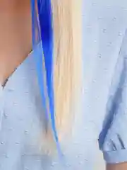 Лазурный цветные и двухцветные накладные пряди / локоны волос на заколке-зажиме