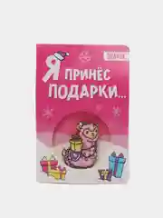 Фуксия мини-открытка с деревянным значком