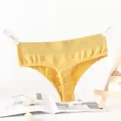 Желтый стринги высокие, трусы женские высокие