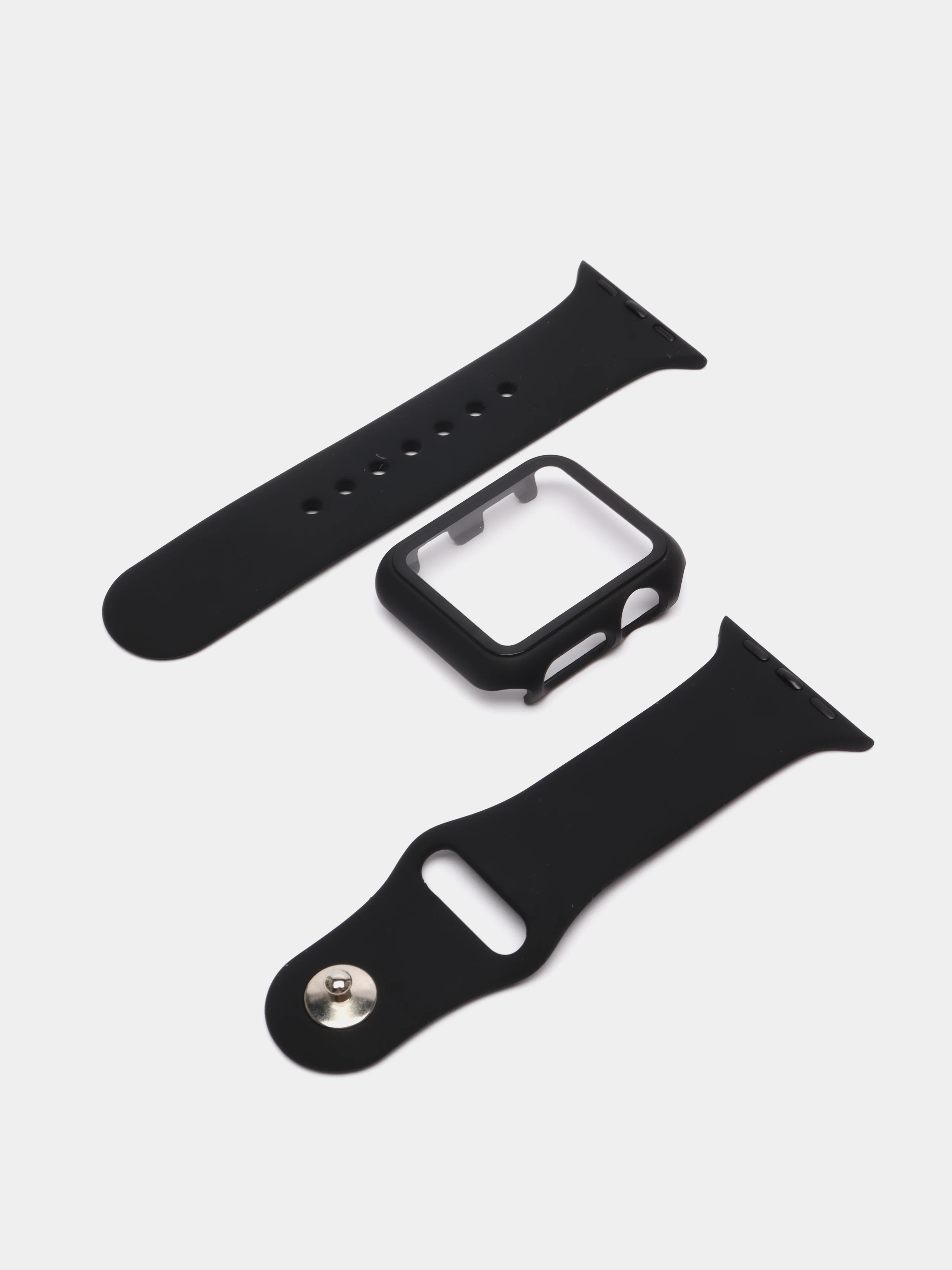 Черный ремешок, бампер и стекло Apple Watch Classic 38 40 42 44 mm Series 1, 2, 3, 4, 5, 6, SE