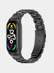 Черный металлический ремешок для Xiaomi Mi Band 7 стальной фитнес браслет