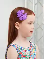 Фиолетовый детская заколка, с бантом из репсовой ленты, 2 штуки