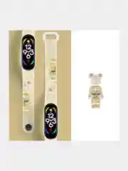 Бежевый силиконовый ремешок для фитнес часов Xiaomi Mi Band 3 / 4 / 5 / 6 / 7 сяоми ми банд