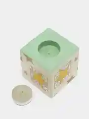 Бирюзовый деревянный подсвечник КУБ