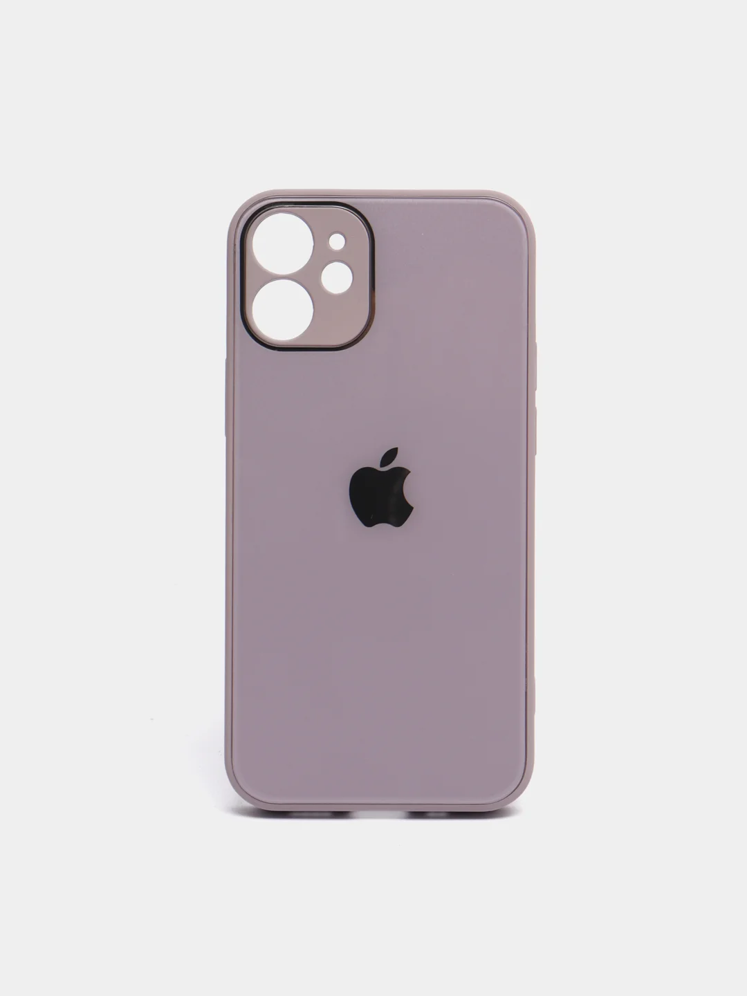 Сиреневый чехол для iPhone Xr/ 11/ 12/ mini/ Pro/ ProMax, силиконовый со стеклянной панелью