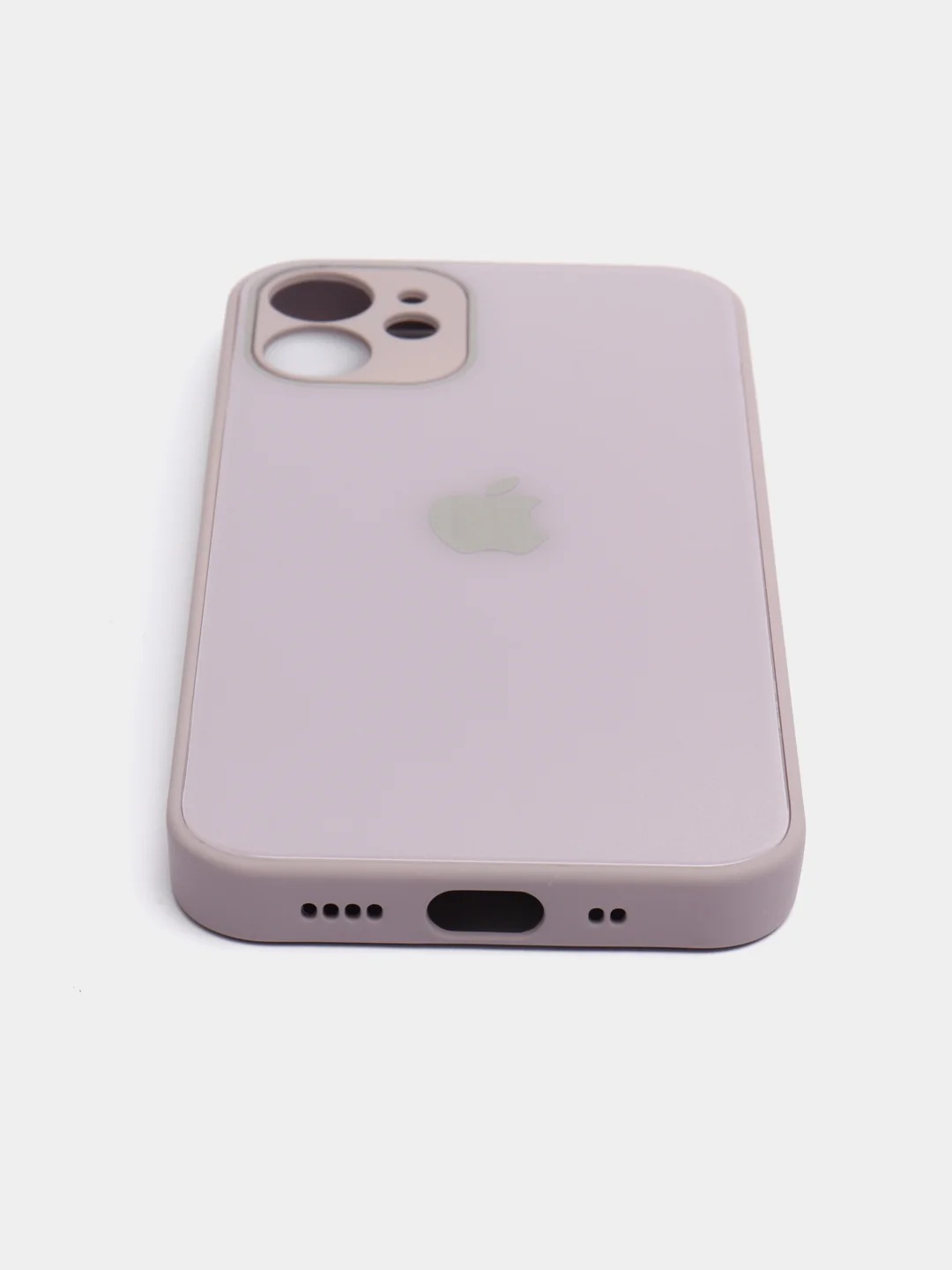 Сиреневый чехол для iPhone Xr/ 11/ 12/ mini/ Pro/ ProMax, силиконовый со стеклянной панелью