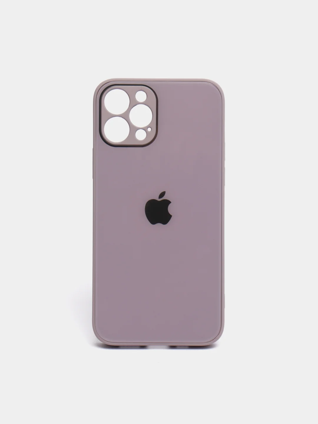 Сиреневый чехол для iPhone Xr/ 11/ 12/ mini/ Pro/ ProMax, силиконовый со стеклянной панелью