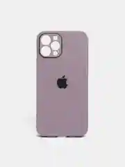 Сиреневый чехол для iPhone Xr/ 11/ 12/ mini/ Pro/ ProMax, силиконовый со стеклянной панелью