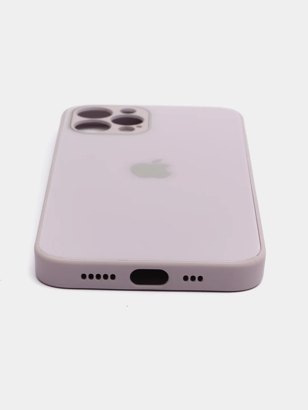 Сиреневый чехол для iPhone Xr/ 11/ 12/ mini/ Pro/ ProMax, силиконовый со стеклянной панелью
