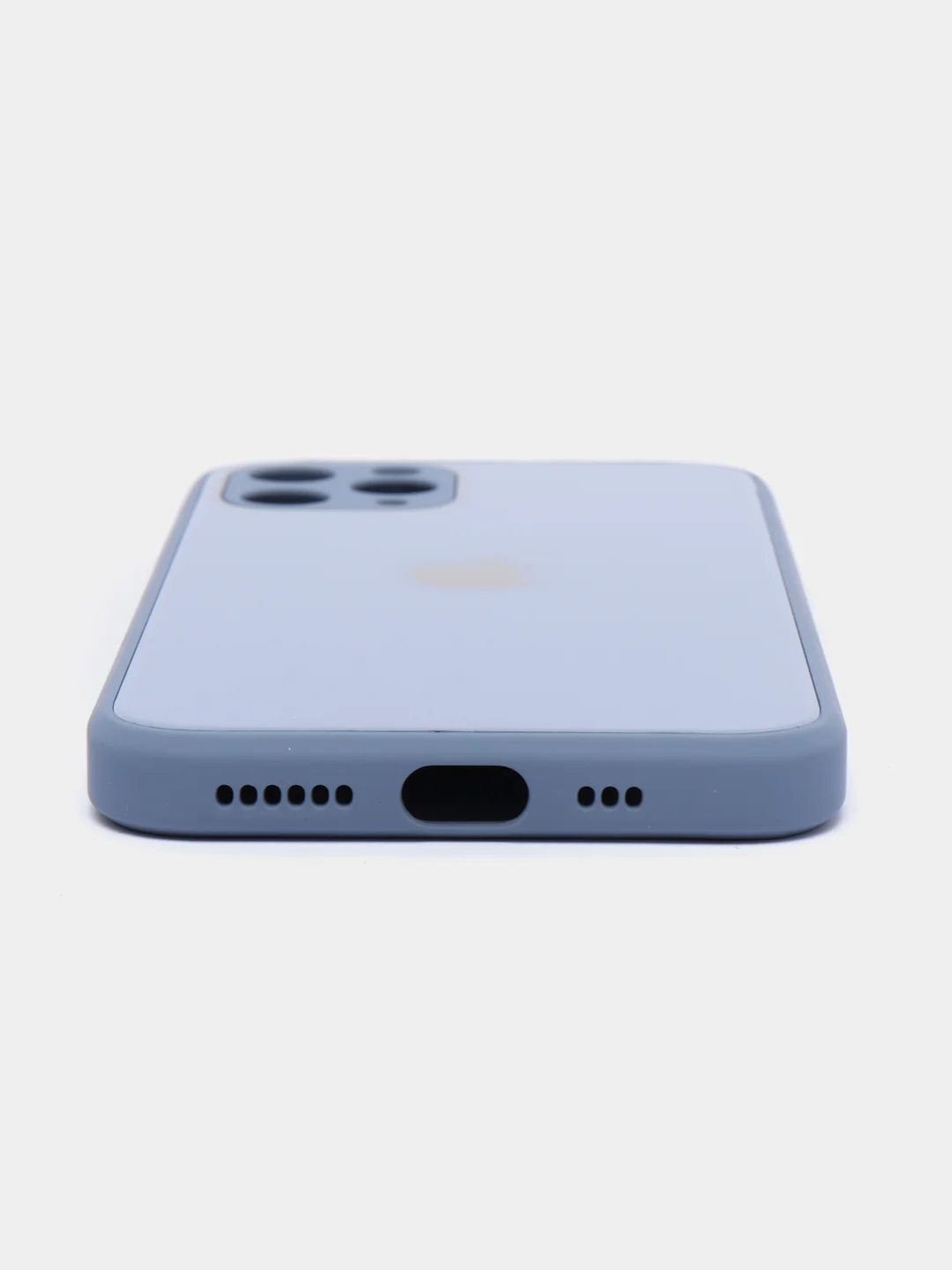 Серый чехол для iPhone Xr/ 11/ 12/ mini/ Pro/ ProMax, силиконовый со стеклянной панелью