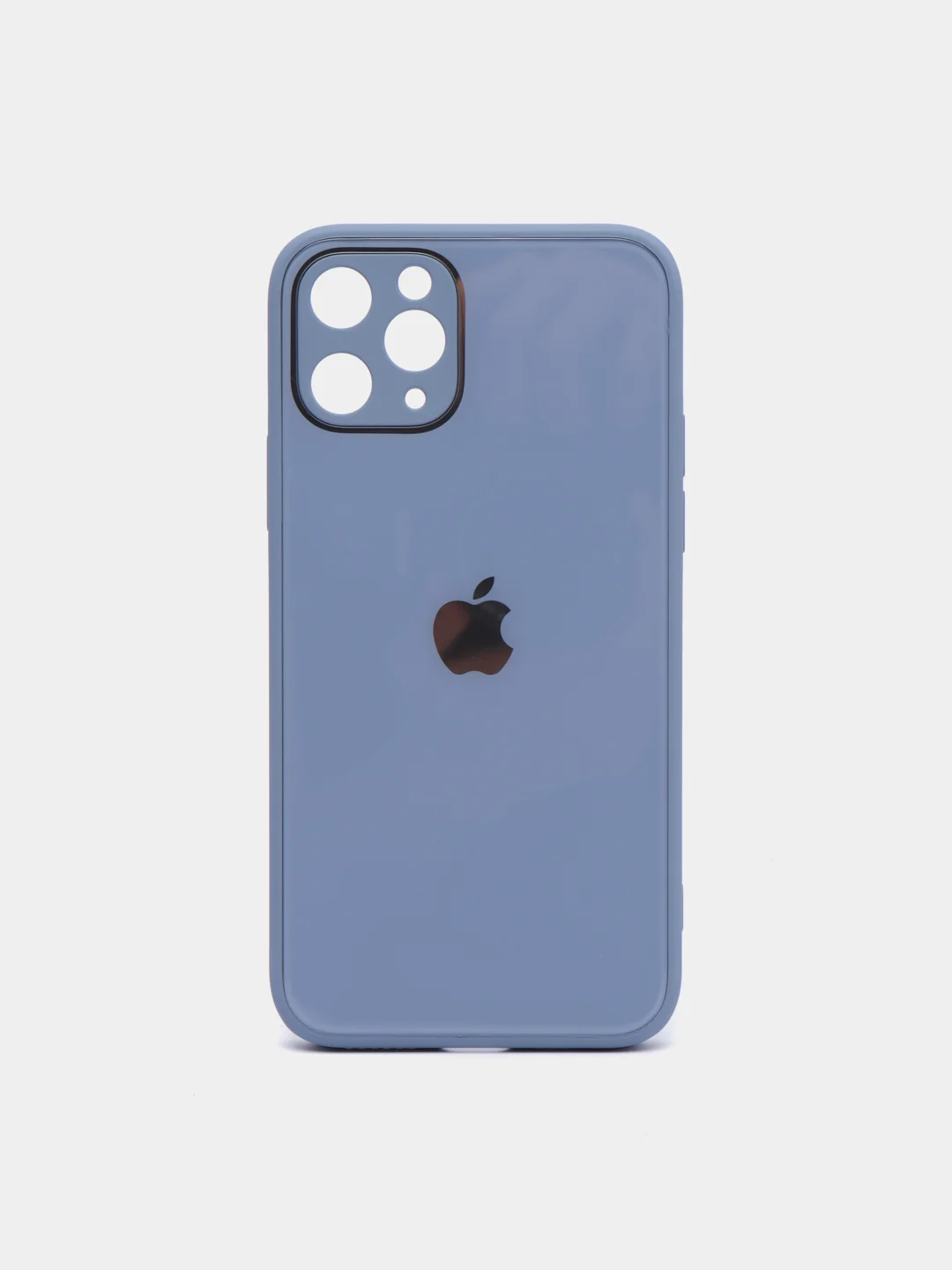 Серый чехол для iPhone Xr/ 11/ 12/ mini/ Pro/ ProMax, силиконовый со стеклянной панелью