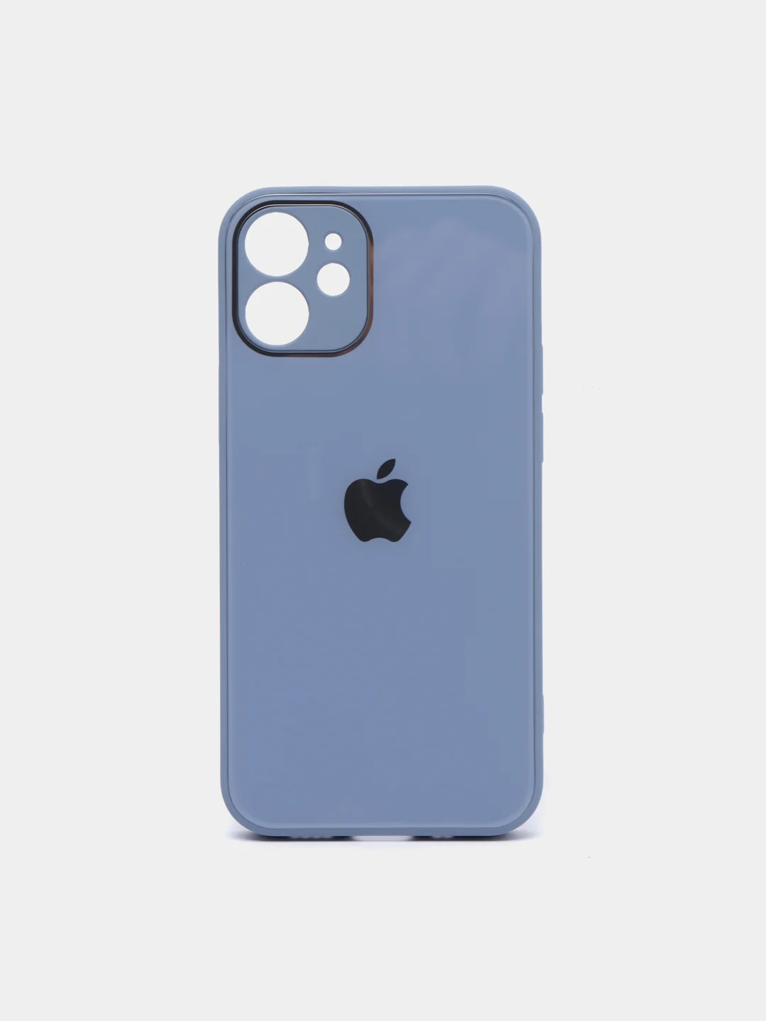 Серый чехол для iPhone Xr/ 11/ 12/ mini/ Pro/ ProMax, силиконовый со стеклянной панелью