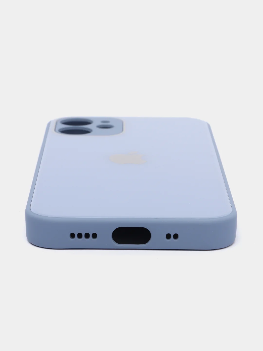 Серый чехол для iPhone Xr/ 11/ 12/ mini/ Pro/ ProMax, силиконовый со стеклянной панелью