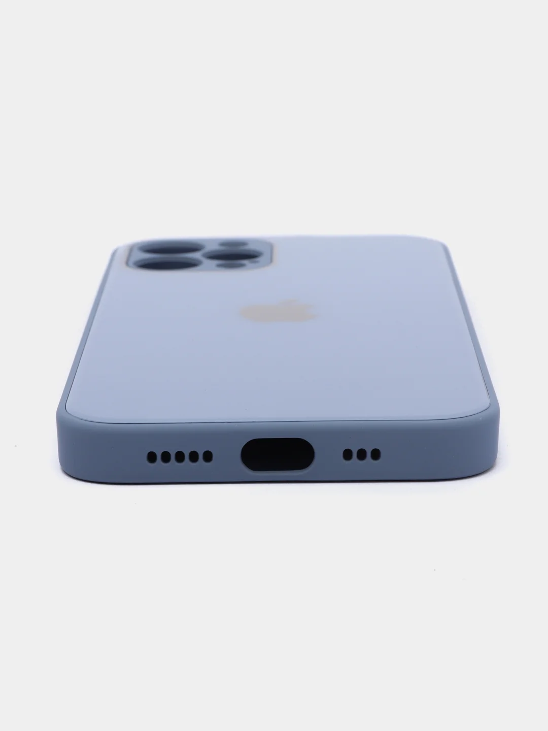 Серый чехол для iPhone Xr/ 11/ 12/ mini/ Pro/ ProMax, силиконовый со стеклянной панелью