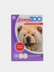 Мультивитаминное лакомство для собак Доктор ZOO "Лосось с биотином", 90 таблеток
