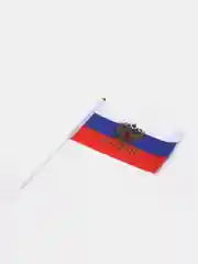 Флаг России с гербом, 21*14 см, шток 30 см, полиэстер