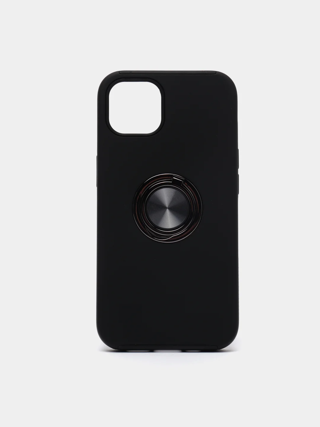 Черный силиконовый чехол iPhone 13 / 13 Pro / 13 Pro Max, противоударный, с магнитом и кольцом