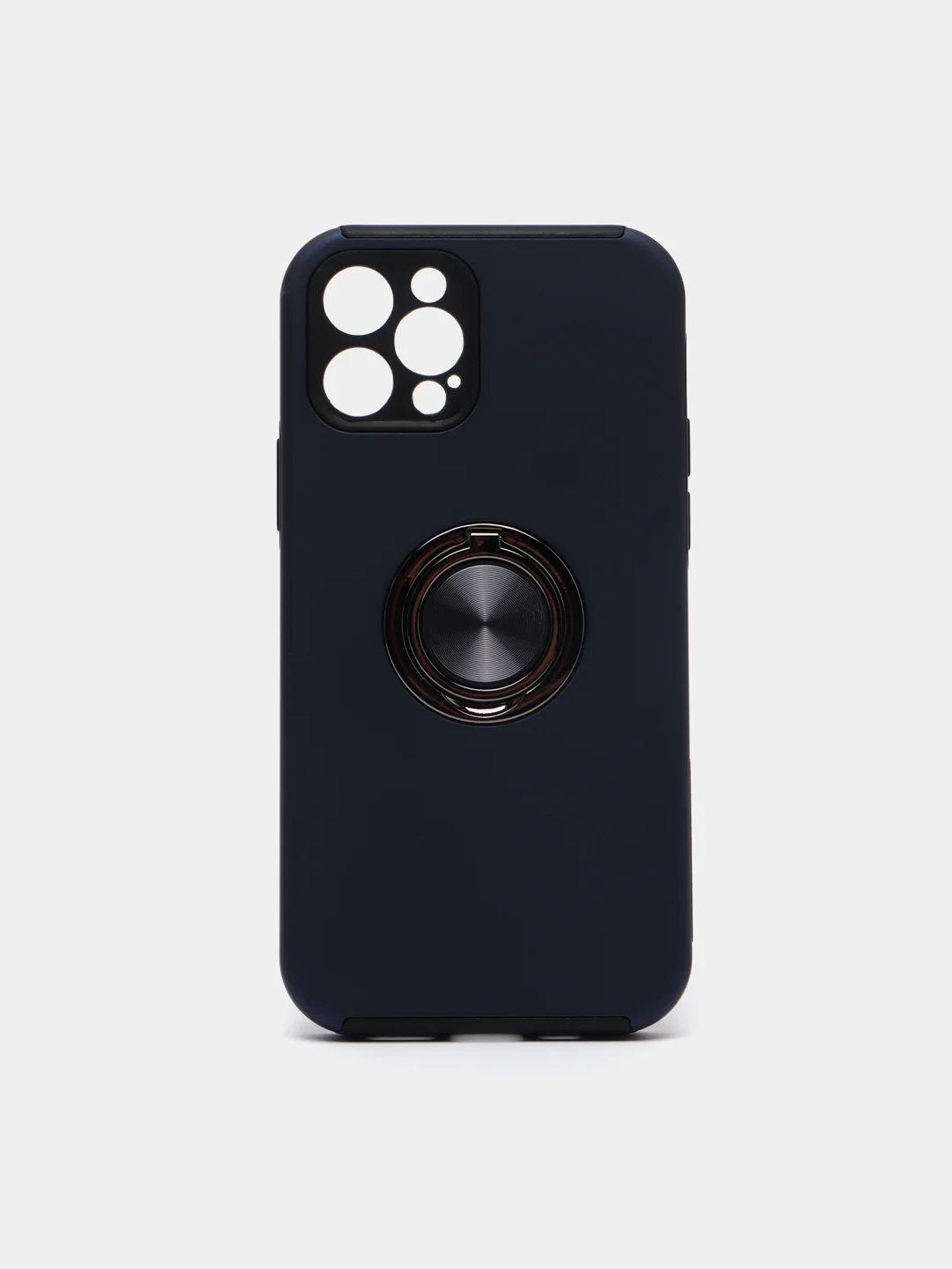 Темно-синий силиконовый чехол iPhone 12 Pro, противоударный с магнитом и кольцом