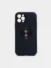 Темно-синий силиконовый чехол iPhone 12 Pro, противоударный с магнитом и кольцом