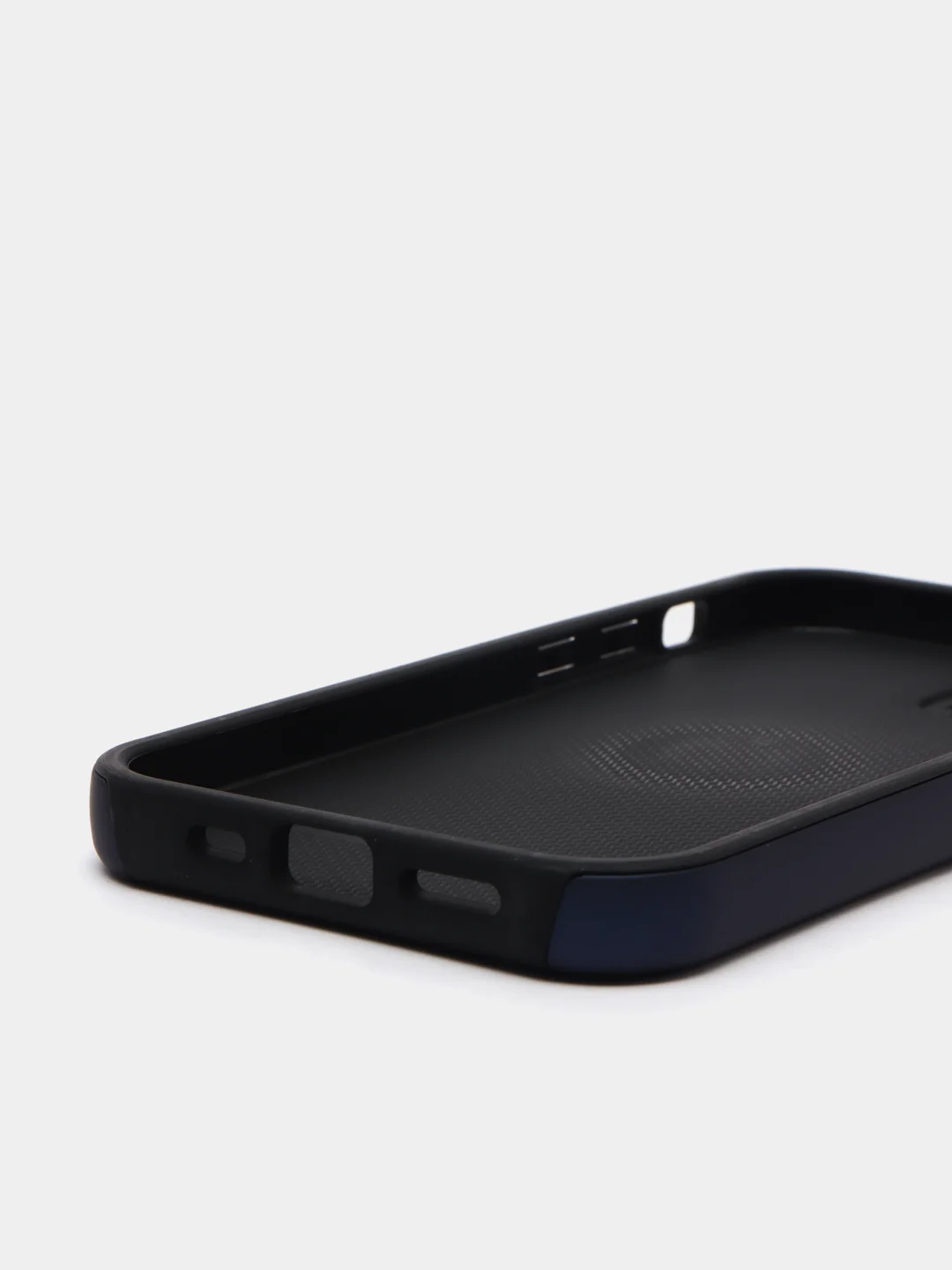 Темно-синий силиконовый чехол iPhone 12 Pro, противоударный с магнитом и кольцом