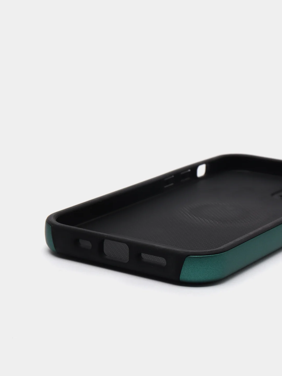 Зеленый силиконовый чехол iPhone 12 Pro, противоударный с магнитом и кольцом