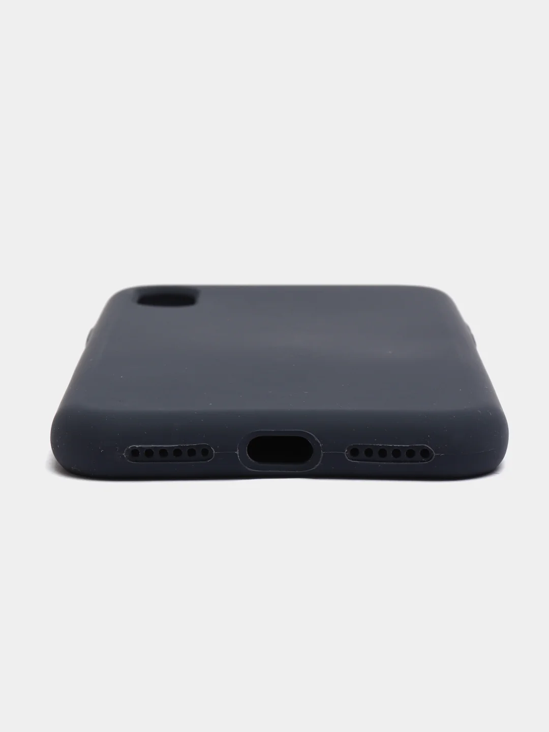 Темно-синий чехол на iPhone X, XS, XR, 7, 8, se, 12, 12 Pro, Mini, Max silicone case, закрытый низ, бархат внутри