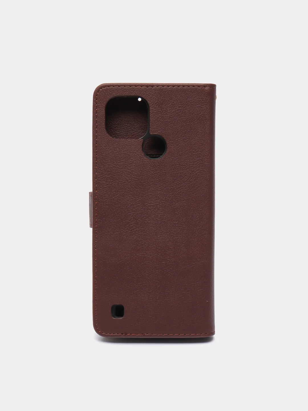 Коричневый кожаный (PU) чехол книжка Realme C21