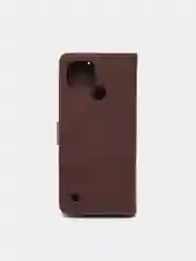 Коричневый кожаный (PU) чехол книжка Realme C21