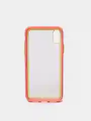 Розовый чехол силиконовый на iPhone X / XS с прозрачной задней панелью mobios
