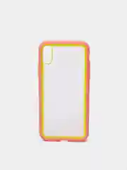 Розовый чехол силиконовый на iPhone X / XS с прозрачной задней панелью mobios